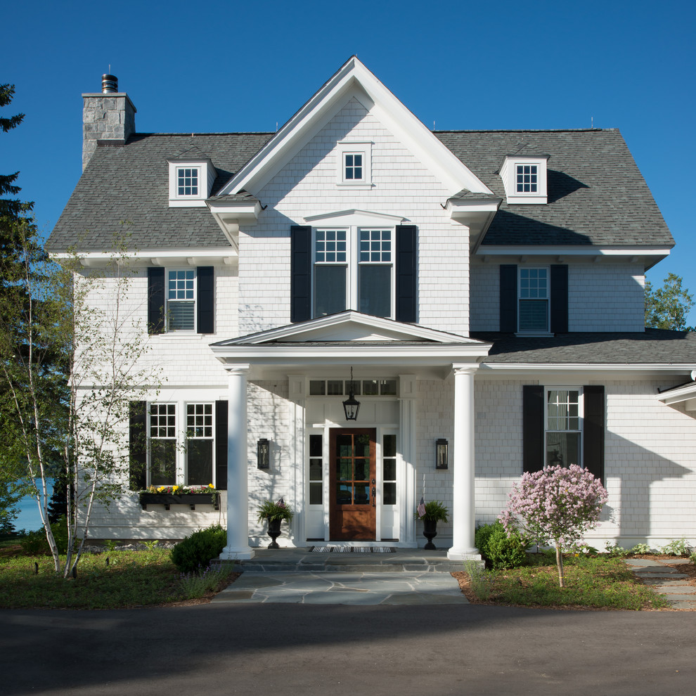 what color door goes with a white house with black shutters