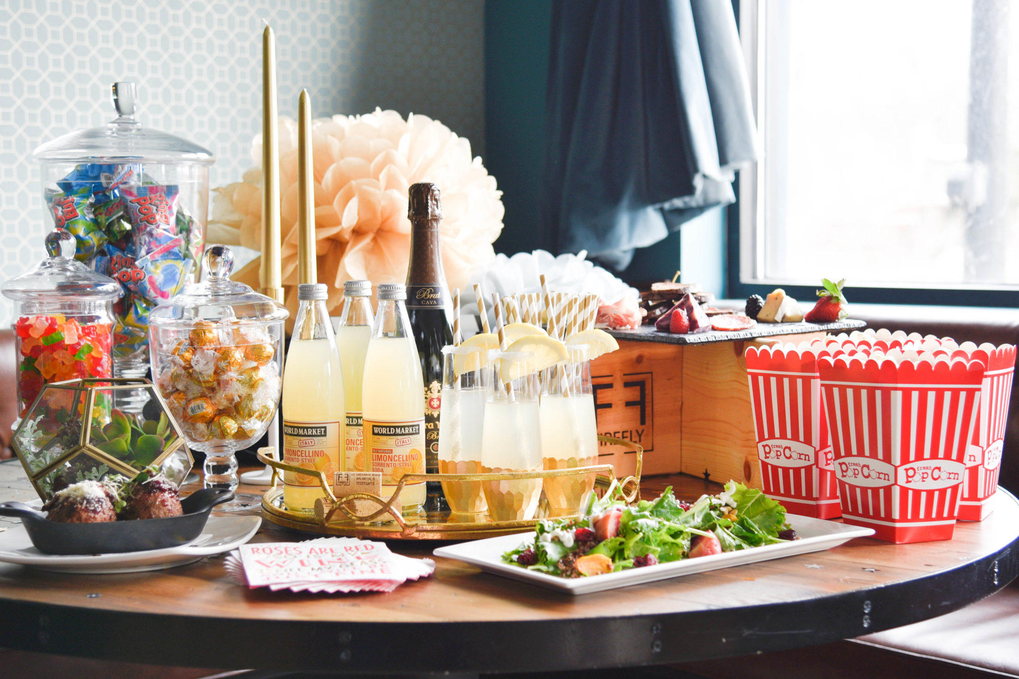 Oscar season is here and hosting a party can be easy, it's all about displaying those drinks and treats, some candy and champagne does the trick. find out more at www.homewithkeki.com