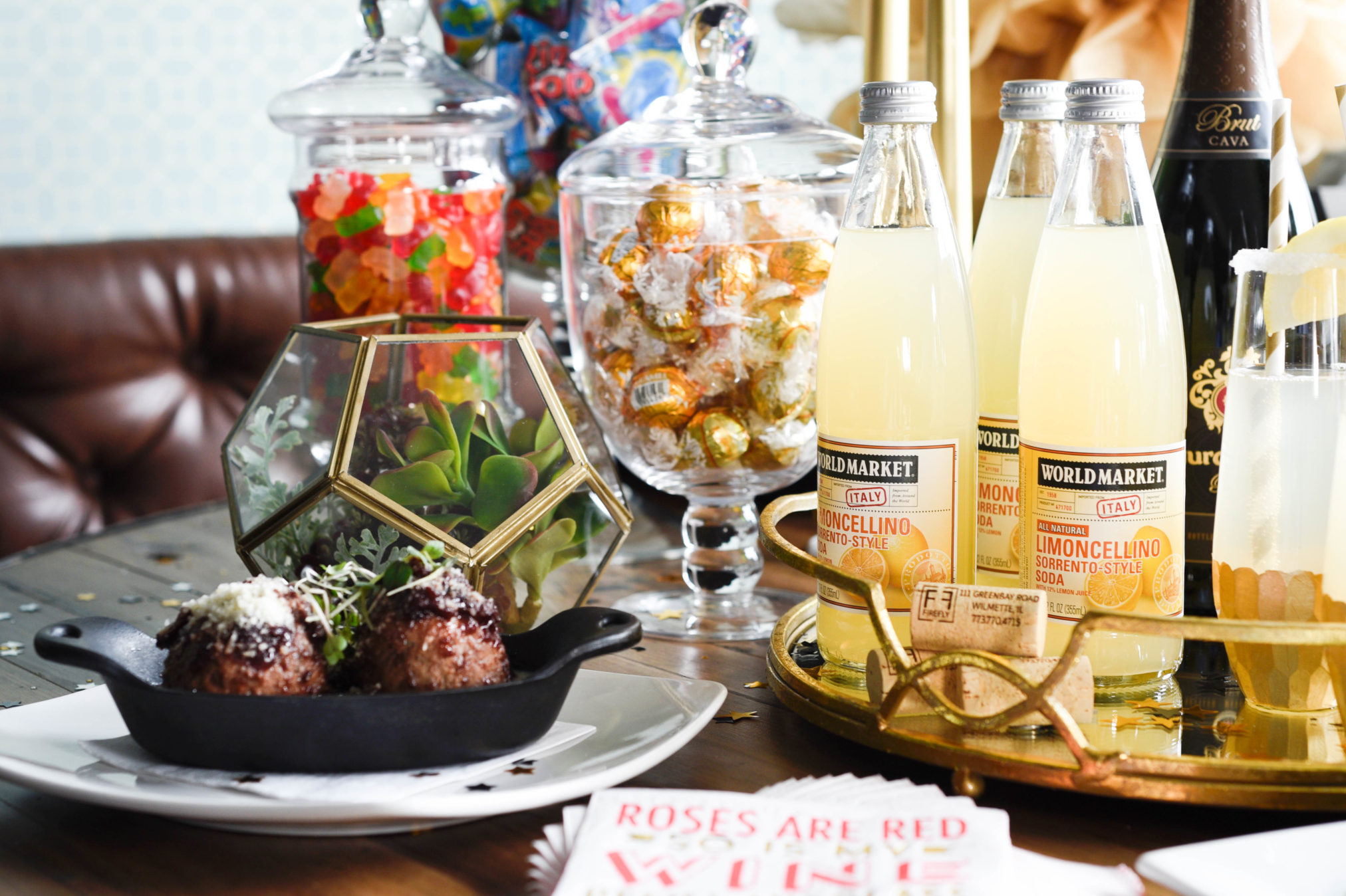 Oscar season is here and hosting a party can be easy, it's all about displaying those drinks and treats, some candy and champagne does the trick. find out more at www.homewithkeki.com