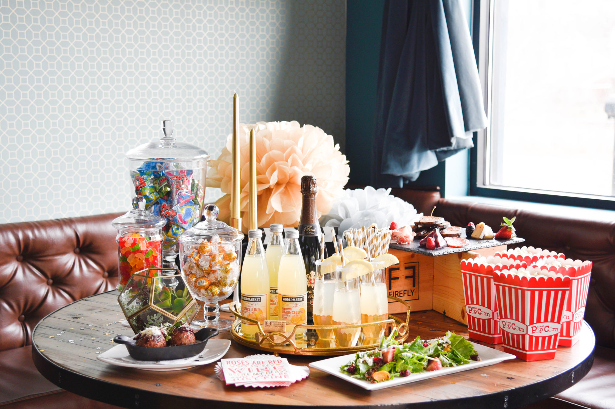 Oscar season is here and hosting a party can be easy, it's all about displaying those drinks and treats, some candy and champagne does the trick. find out more at www.homewithkeki.com