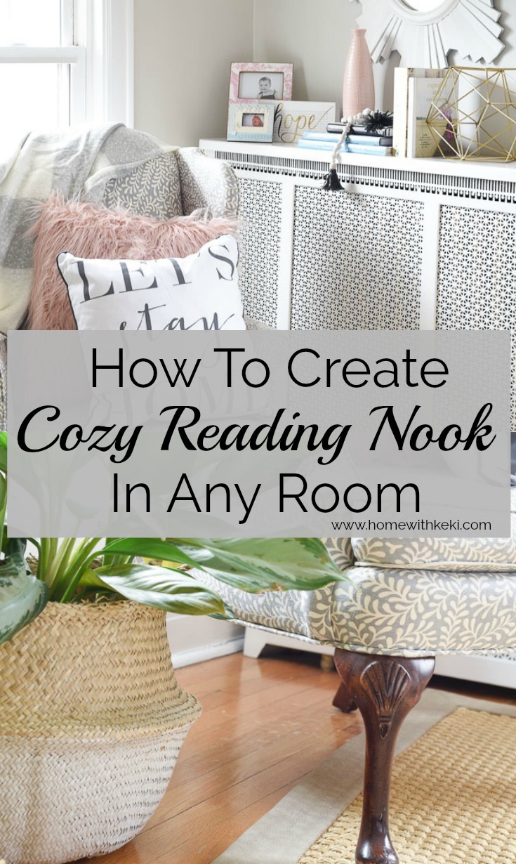 Easy tips to create a cozy reading nook in your bedroom with a few items from @kirklands, find out what I used and how you can do the same at www.homewithkeki.com #ad #readingnook #cozyroom