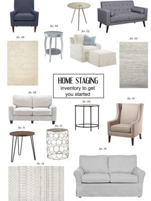 Sharing my tips on how to build your own home staging inventory with key pieces that are under $200, for all the deets head to www.homewithkeki.com #homestaging #stagedhomes #furnituresale