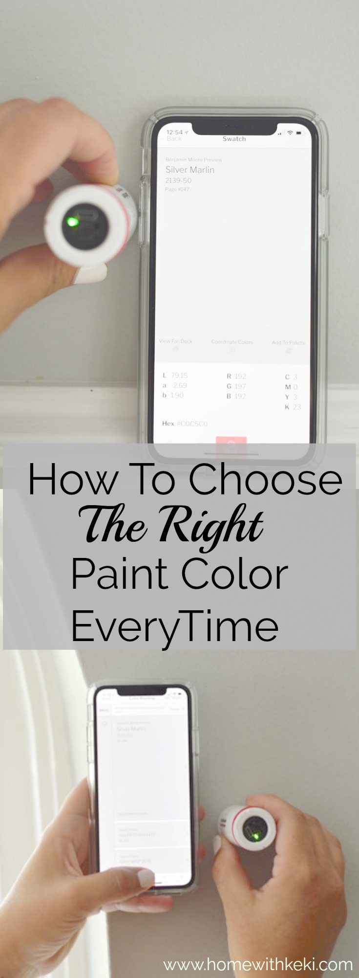 Discovered the must have paint tool to help you choose paint colors for any space, for more visit www.homewithkeki.com #paintcolors #paintingtips #interiors