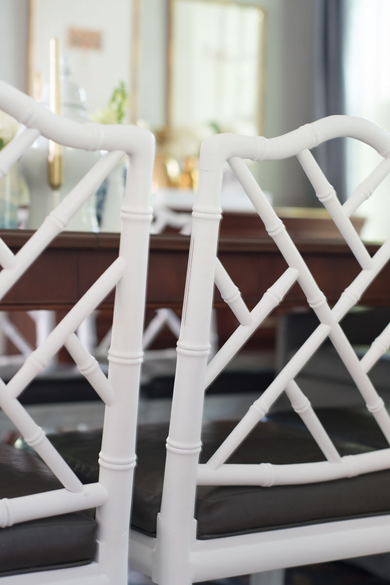 white bamboo dining chair Spray Painting Chairs