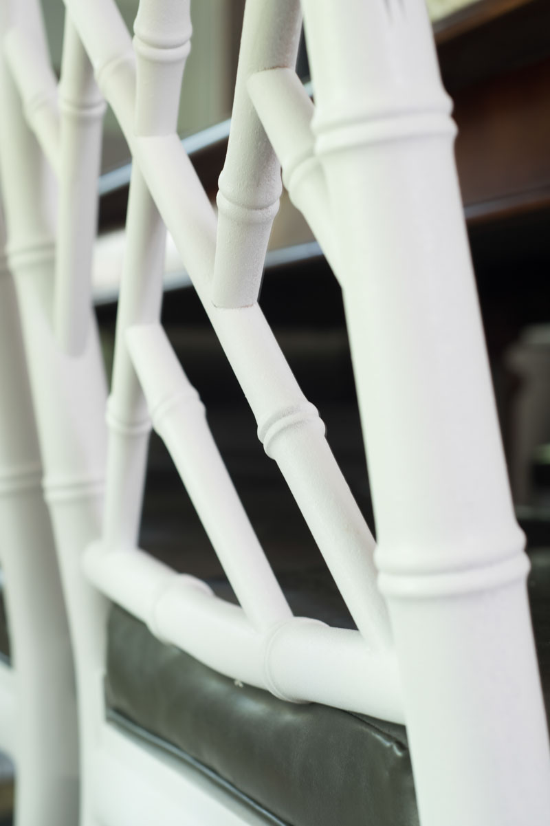 white bamboo dining chair Spray Painting Chairs