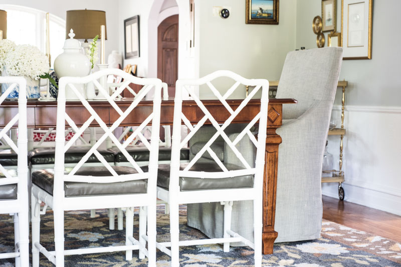 white bamboo dining chair