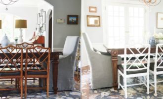 white bamboo dining chair