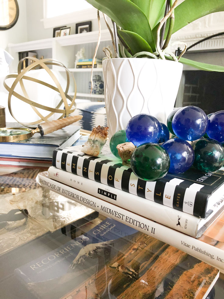 books and orchid on coffee table #coffeetablestyling