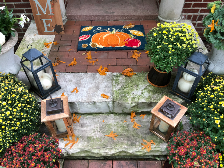 orange pumpkins cream pumpkins front door #falldecorations #fall #pumpkins