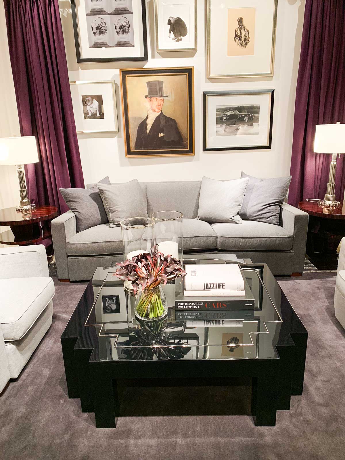 black coffee table grey sofa #interiors #livingrooms