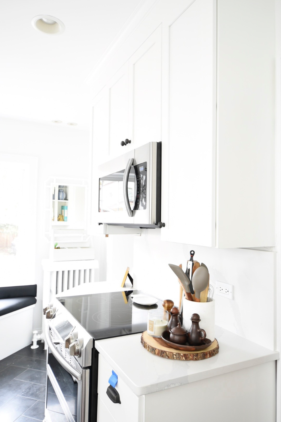 quartz kitchen white kitchen open shelves #design #kitchendesign