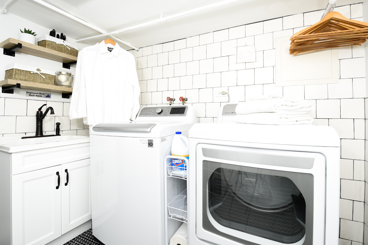 tiled wall laundry room #laundryroom