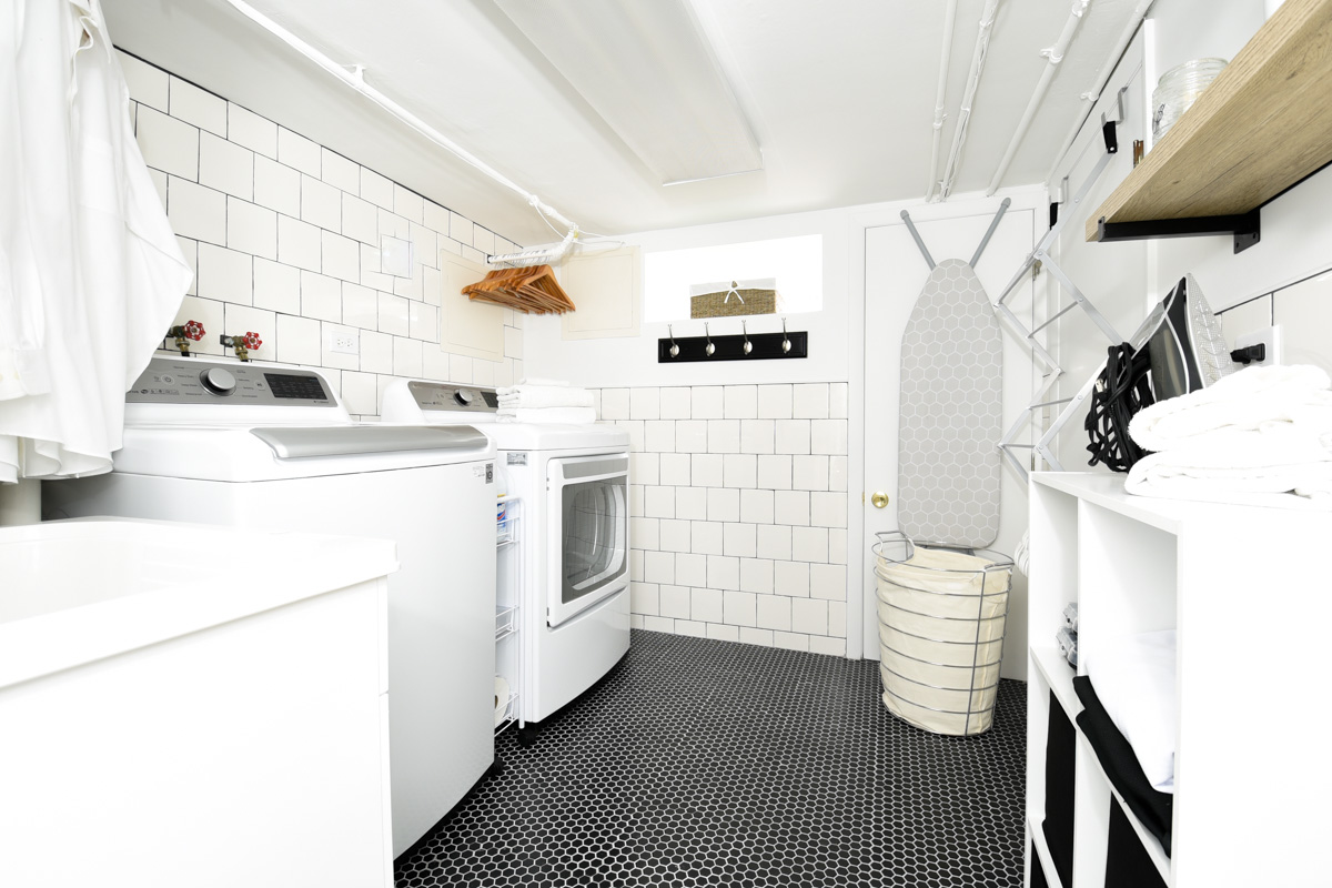 tiled wall laundry room #laundryroom